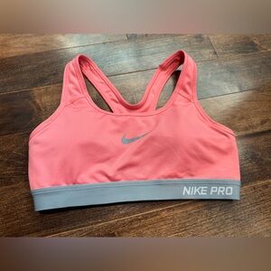 Nike small coral with grey accents sports bra